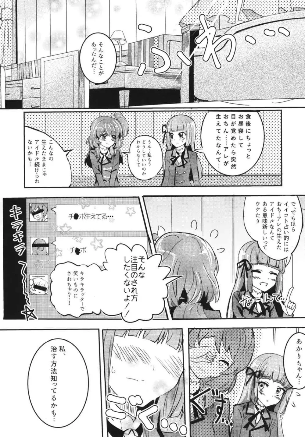 (ABnormal Comic Day!) [うごくな薬局θ (ababari)] ふた(な)りあそび (アイカツ!) - page4