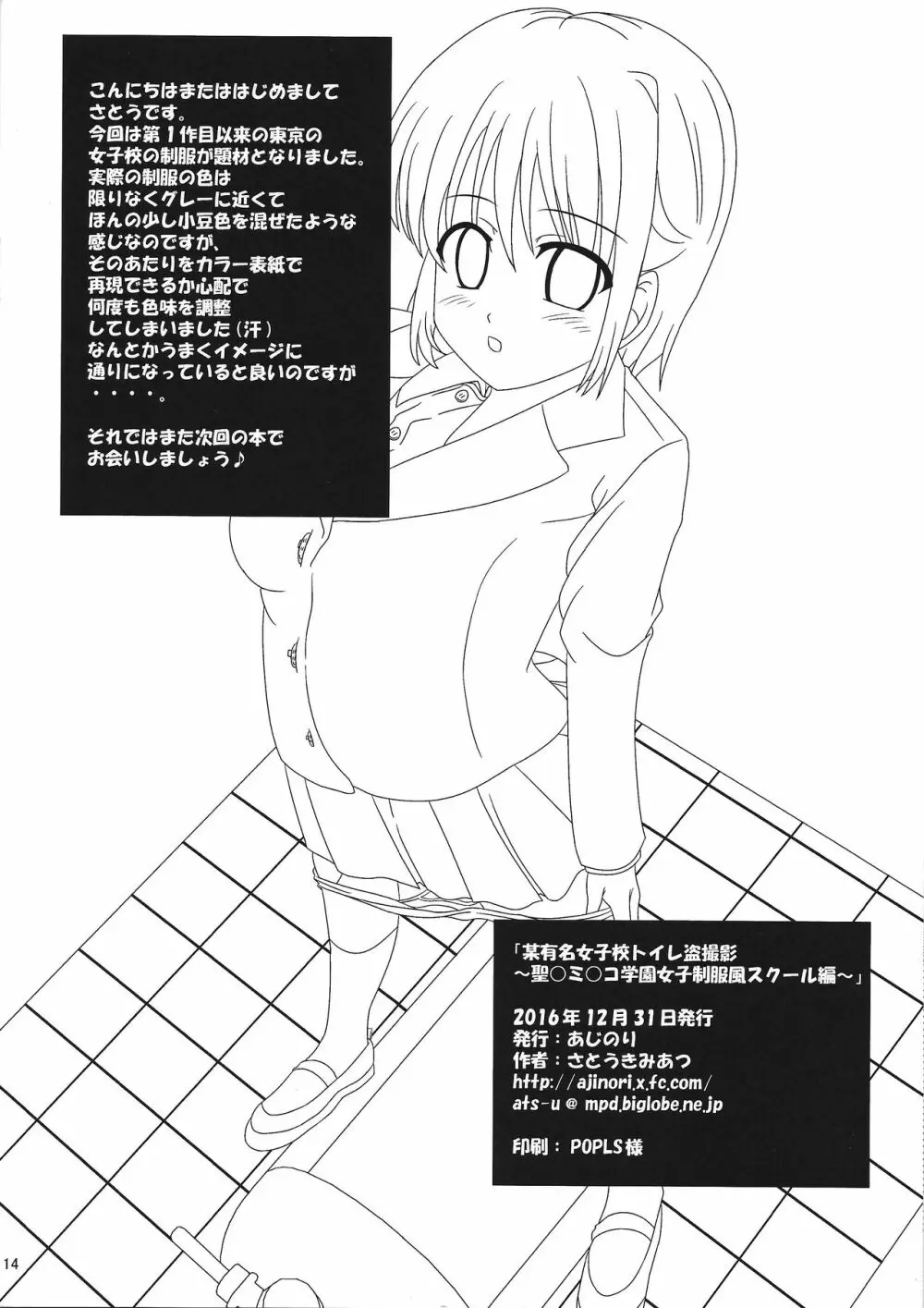 某有名女子校トイレ盗撮～聖○ミ○コ学園女子制服風スクール編～ - page13