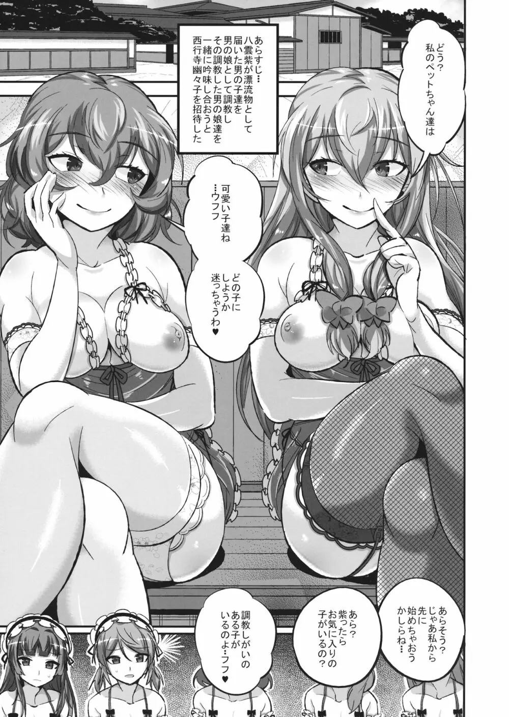 紫と幽々子と霊夢とショタオモチャ - page2