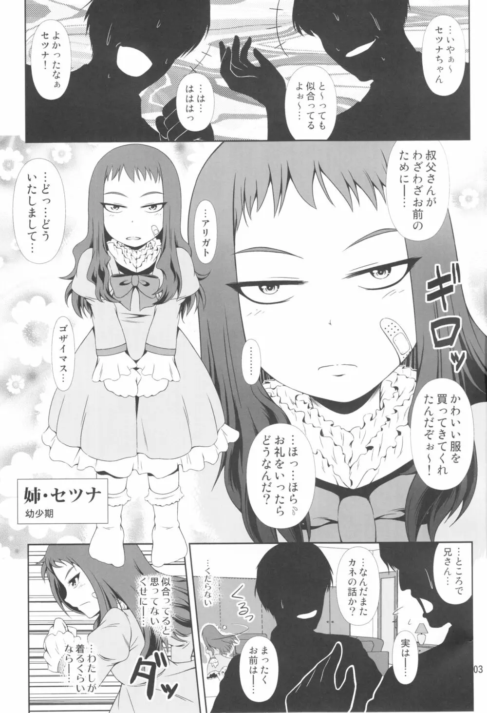 (COMIC1☆11) [Atelier Lunette (三国あつ子)] なりたいのぉ! Re--冬河家姉弟物語- - page2