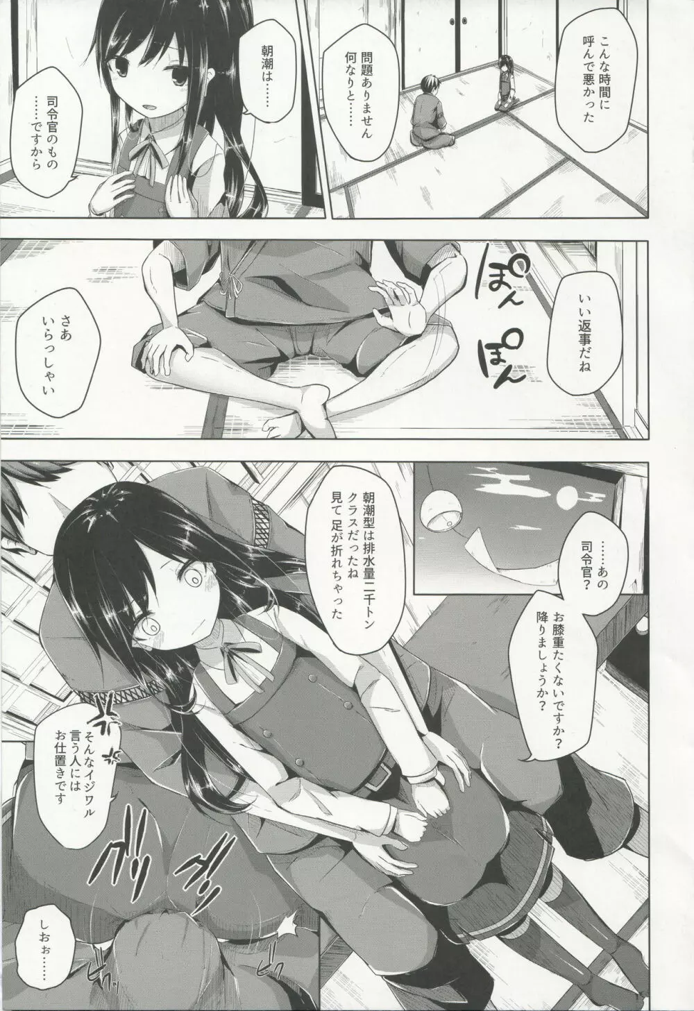 部屋へ遊びに来た朝潮ちゃんとえっちするほん - page4