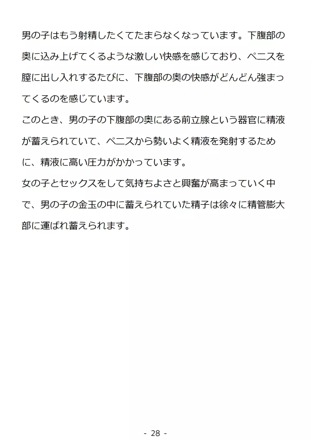 思春期の男の子のための性教育・同級生の女の子とセックスをして赤ちゃんを作るおはなし - page28