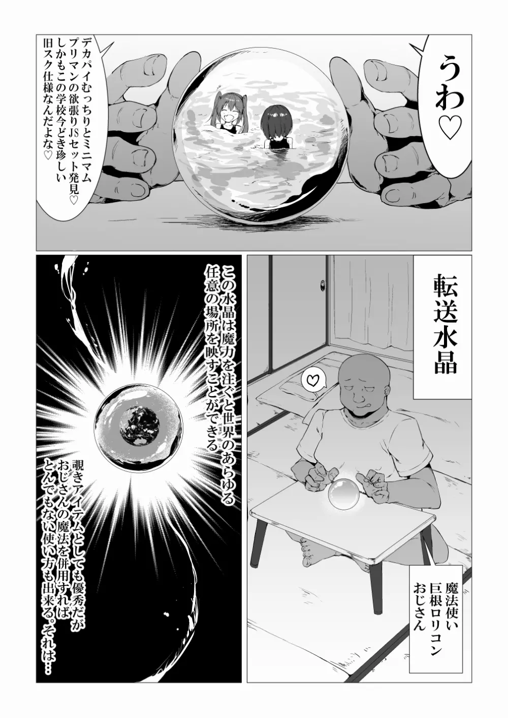 魔法使いおじさんがスク水ロリを自室に転送するようです - page3