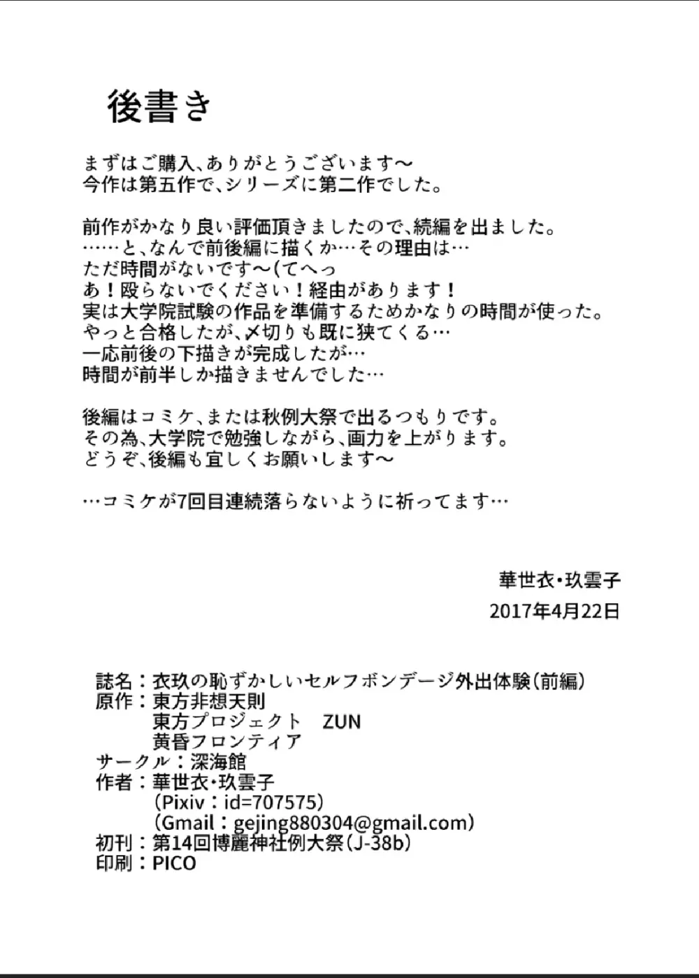 衣玖の恥ずかしいセルフボンデージ外出体験 - page19