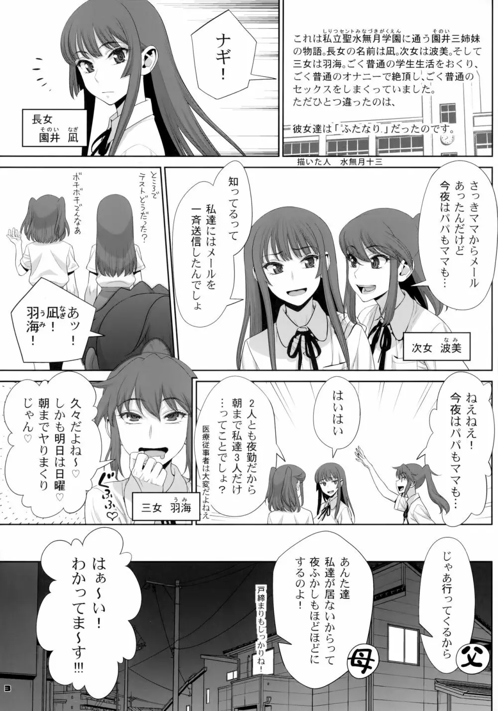 淫乱ふたなり三姉妹朝まで3P生セックス - page2