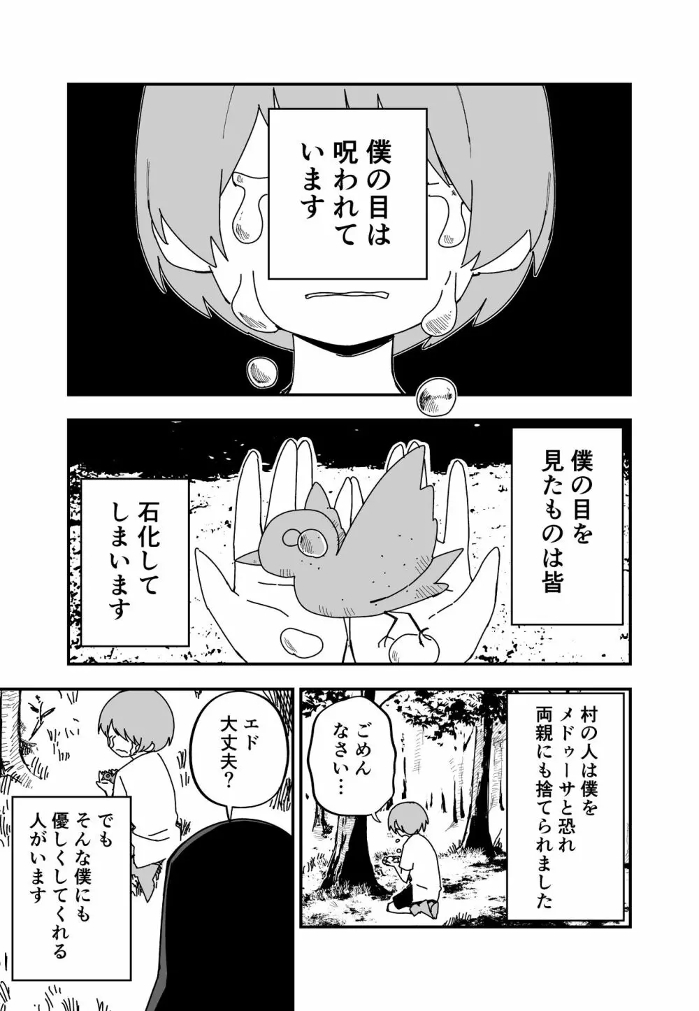 目が合ったものを石化してしまう少年と目の見えない聖女の話 - page1