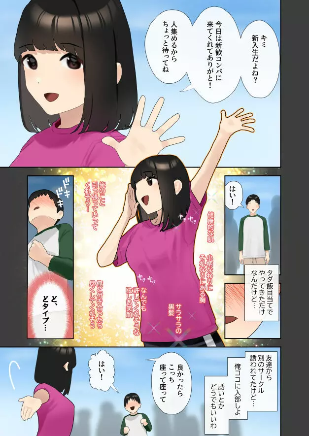 僕が先に好きだったサークルのあの子がガタイの良い先輩に処女を奪われる話 - page2