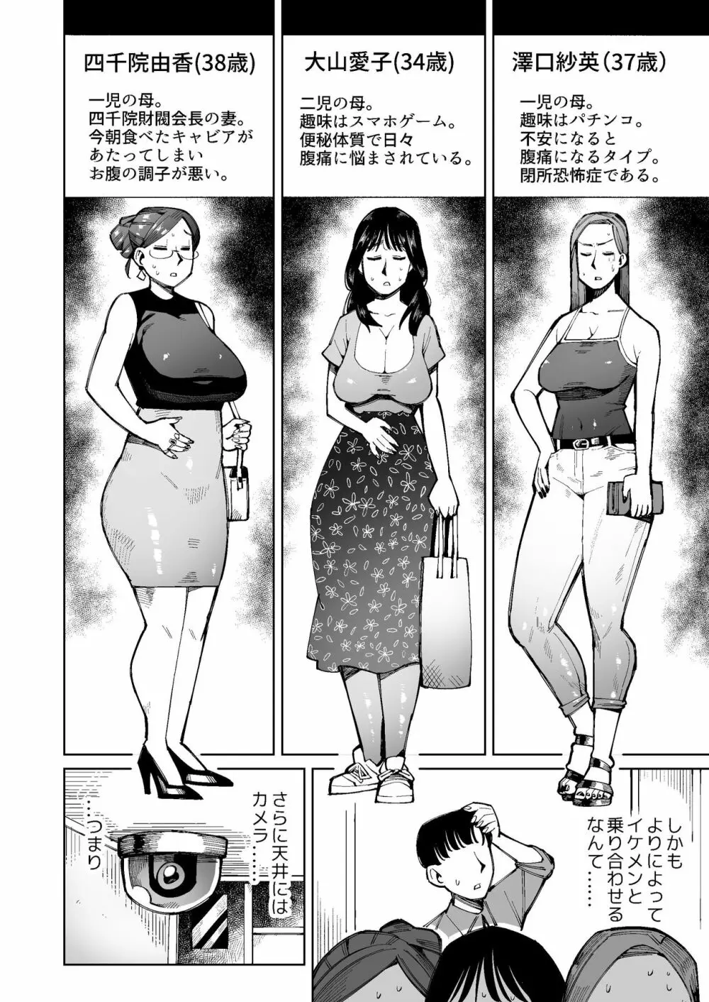 3人の人妻がエレベーターに閉じ込められて着衣脱糞 - page3